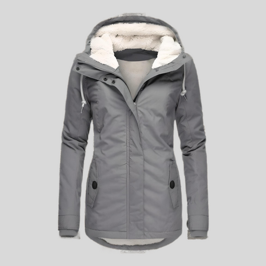 Women's Waterproof Rain Jacket with Hood and Extended Back Hem