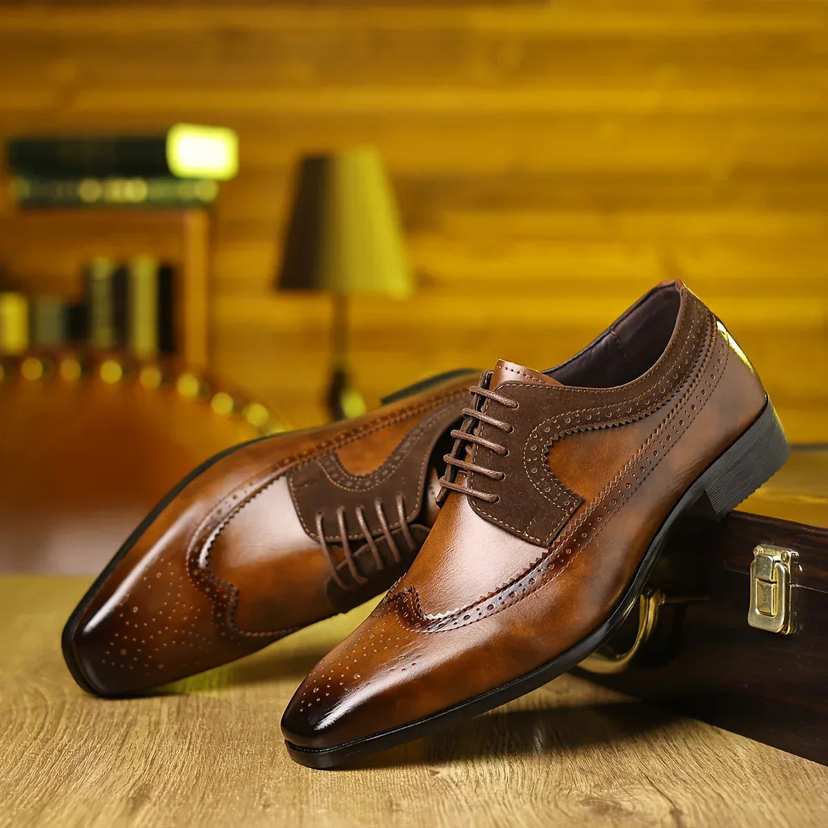Men’s Leather Dress Shoes – Premium Black Formal Footwear, Elegant Design